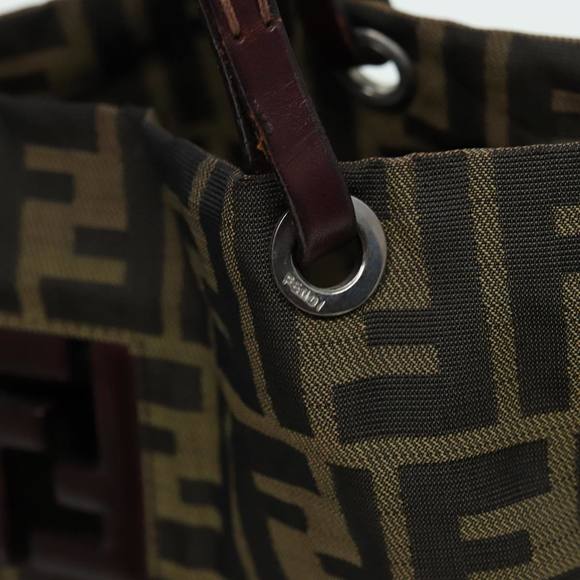 FENDI Zucca Canvas Tote Bag Brown Black Auth bs15988 - Picture 9 of 16